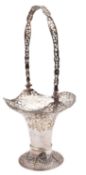 A George V silver swing handle flower display basket, Josiah Williams & Co, London 1933,
