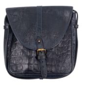 Mulberry, A black leather reptile print Cartridge bag.