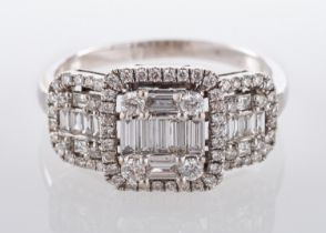 A triple cluster diamond ring,