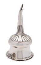 A George IV silver wine funnel, Rebecca Emes & Edward Barnard, London 1824, of thistle shape,