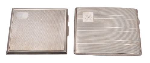 A George VI silver cigarette case, Britton, Gould & Co, Birmingham 1951, of square form,
