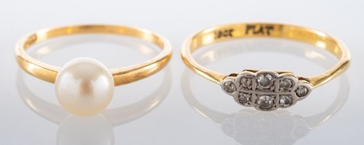 Two gemset rings, including a single-cut diamond cluster ring, total estimated diamond weight ca. 0.