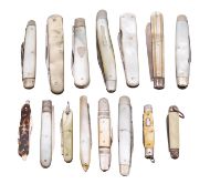 A collection of 19th and 20th century penknives, pocketknives and a folding fruit knife, Rodgers,