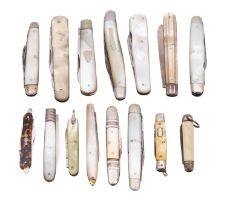 A collection of 19th and 20th century penknives, pocketknives and a folding fruit knife, Rodgers,