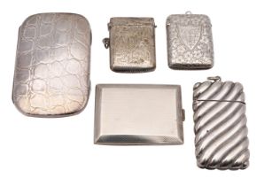 A large late Victorian silver vesta case, Israel Cohen & Son, Birmingham 1894, of rectangular form,