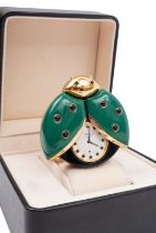 Chopard by de Grisogono ladybird travel clock the green and black enamel case in the form of a