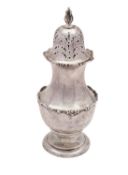 An Edward VII silver sugar sifter, Henry Wilkinson and Son Ltd, London 1902, of vase shape,