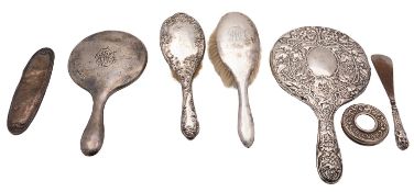 A George VI silver backed hand mirror, F H Adams Ltd, Birmingham 1915,