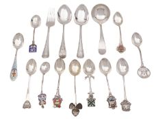 A small collection of English silver decorative spoons, various makers and dates,