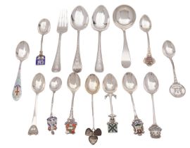 A small collection of English silver decorative spoons, various makers and dates,