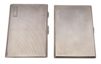 A George VI silver cigarette case, Robert Pringle & Sons, Birmingham 1937, of rectangular form,