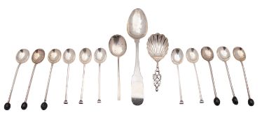 A Victorian silver caddy spoon, Mappin and Webb, London 1897, with shell bowl and openwork handle,