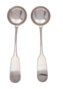 A pair of Victorian silver cream ladles, maker's mark D.G, Glasgow 1851, Fiddle pattern, 16.