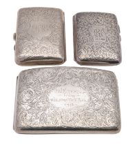 A George V silver cigarette case, Joseph Gloster Ltd, Birmingham 1911, curved rectangular form,