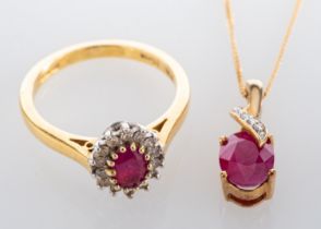 An 18ct gold, ruby and diamond ring,