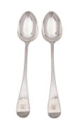A pair of George IV silver basting spoons, maker William Eley I & William Fearn, London 1823,