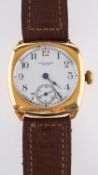 Waltham Riverside, an 18ct gold wristwatch the movement stamped Waltham Riverside,