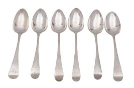 Three pair of George III silver tablespoons, Hannah Northcote, London 1813, Old English pattern,