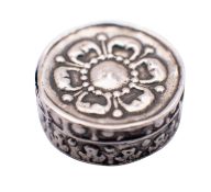 A late 17th century silver miniature counter box, lightly marked in base, of circular form,