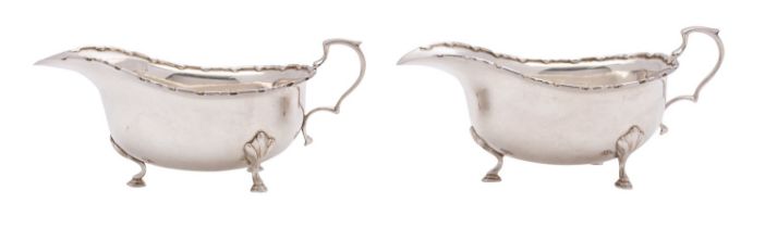 A pair of George V silver sauce boats, maker Adie Bros Ltd, Birmingham 1926, of boat shape,