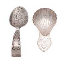 A George III silver caddy spoon, Walter Brind, London 1787, shell and bright cut,