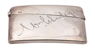 A late Victorian silver card case, William Neale & Sons Chester 1896,of rectangular curved form,