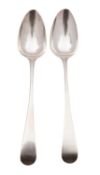 A pair of George III silver tablespoon, Samuel Godbehere, Edward Wigan & James Boult, London 1803,
