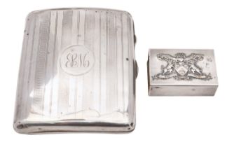 A George V silver cigarette case, Charles Edwin Turner, Birmingham 1927, of rectangular form,