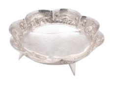 A mid 20th century sterling silver dish, of lobbed form,