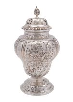 A Victorian silver sugar caster and cover, maker's mark rubbed possibly Gibson and Longman,