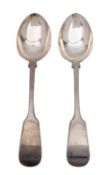 A pair of George V silver tablespoons, John Round, Sheffield 1926, Fiddle pattern, 150grams, (2).