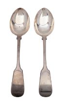 A pair of George V silver tablespoons, John Round, Sheffield 1926, Fiddle pattern, 150grams, (2).