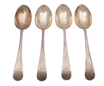 A set of four Edward VII silver dessert spoons, George Butler & Co Ltd, Sheffield, 1906,