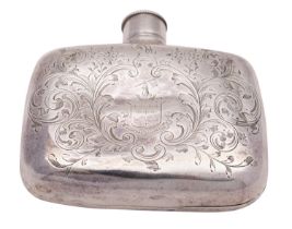 A Victorian silver hipflask, Joseph Rodgers & Sons, Sheffield 1874, of rounded rectangular form,