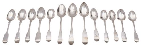 A group of various silver spoons, mainly 19th century,