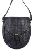 Mulberry, A black leather crocodile effect Dispatch bag.