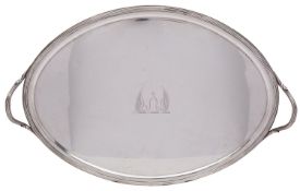 A large George III silver two-handled tray, Timothy Renou, London 1797, of oval form,