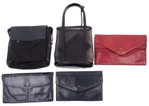 A Bally Cross body bag in black , together with a Bally black leather mesh bag and purse,
