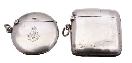 Of Military interest: A George V silver vesta case, Walker and Hall Ltd, Birmingham 1910,