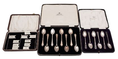 A George VI Cased Set of Eight Silver Coffee Spoons, Brook & Son, Edinburgh 1945,