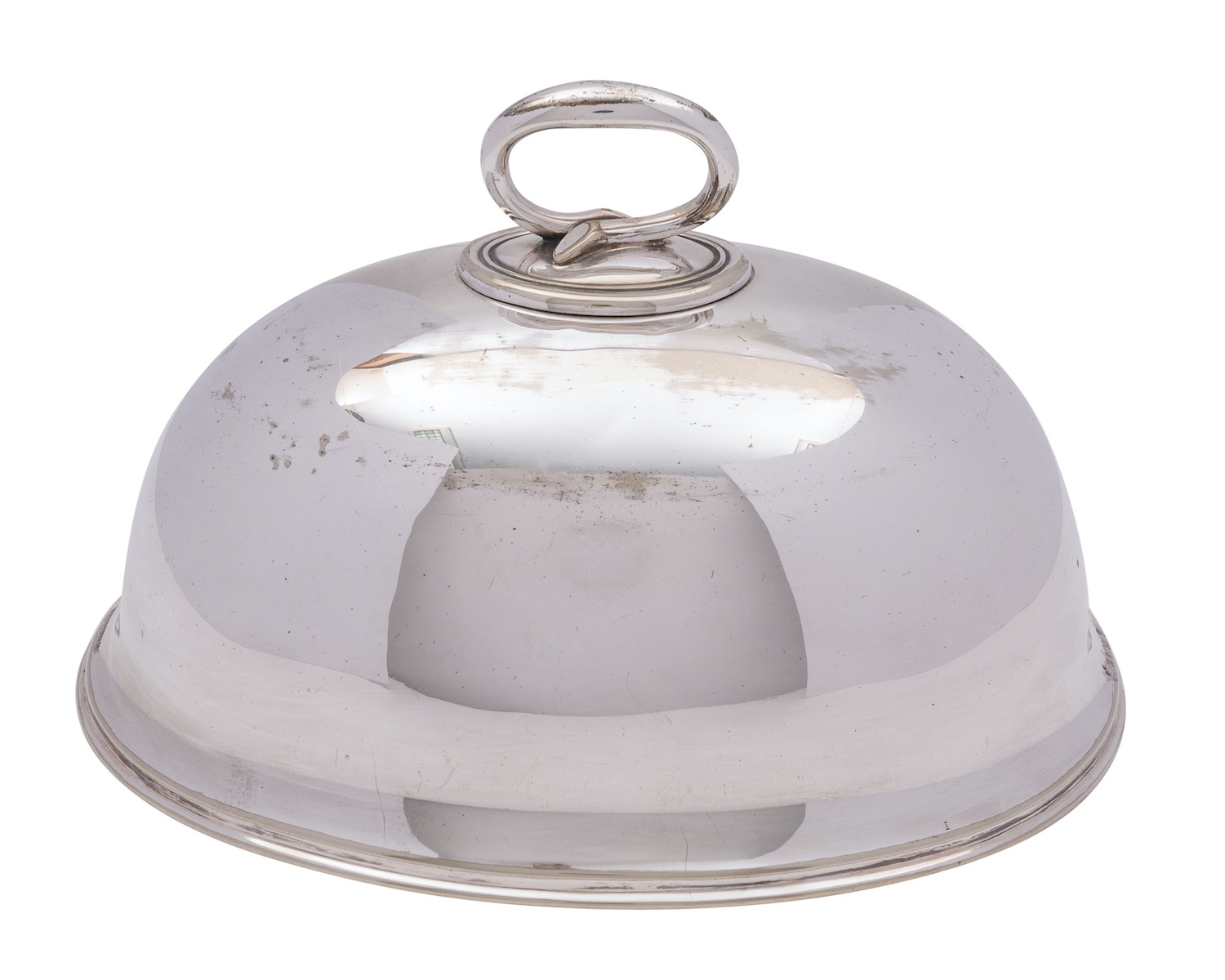 An Edward VII silver plated meat dome, Elkington and Co, of small size, with detachable handle,