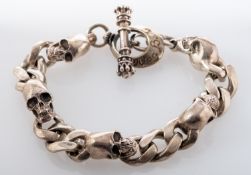 A King Baby Studio skull bracelet, signed 'King Baby', stamped '925', total length ca.