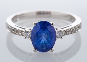 A tanzanite and diamond ring,