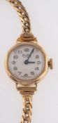 Bentina a lady's 9ct gold wristwatch the dial signed Bentima Star,