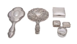 A small group of silver items to include;