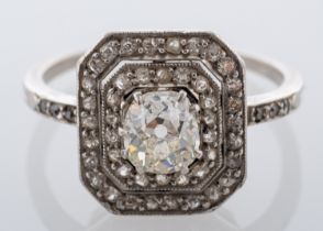An Art Deco diamond cluster ring, the octagonal plaque,