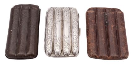 A George V silver cigar case, maker's mark probably John Charles Lowe, Birmingham 1920,