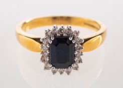 An 18ct gold, sapphire and diamond ring,