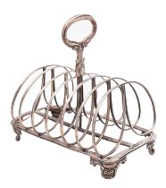 A Victorian silver toast rack, Henry Wilkinson and Co, Sheffield 1852, of rectangular form with,