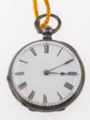 A silver open-face pocket watch, having a cylinder escapement and stamped inside Fine Silver, H.S.H.